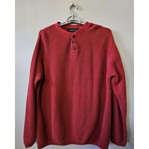 Vintage Structure Henley Shirt Men's Size Large‎ Chunky Knit 90's Grunge Y2K Red